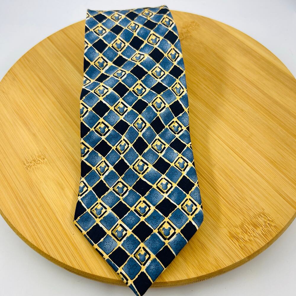 Walt Disney World Men’s Mickey Mouse Silk Tie Blue Yellow Corpcore Business